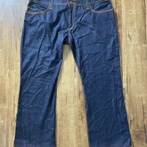 Men's Robins Jeans Dark Wash Denim Jeans Flap Pockets Size 42 Red Stitching